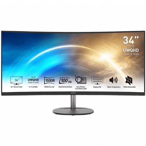 MSI  PRO MP341CQ , 34" / 100Hz / 1ms / HDMI DP / VESA 100x100mm