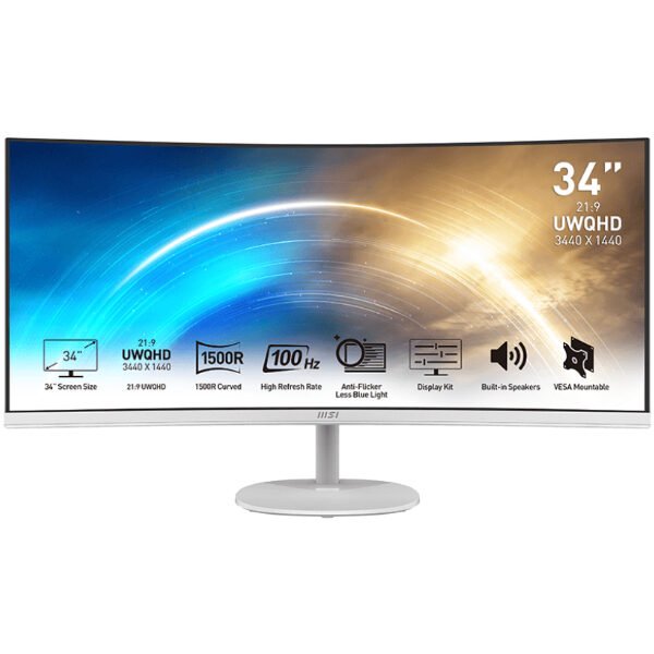 MSI  PRO MP341CQW, 34" / 100Hz / 1ms / HDMI DP / VESA 100x100mm