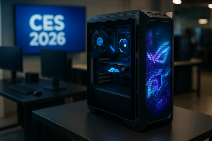 Imagen relacionada con Asus desvela su innovadora caja de PC ROG G1000 AniMe Holo en el CES 2026